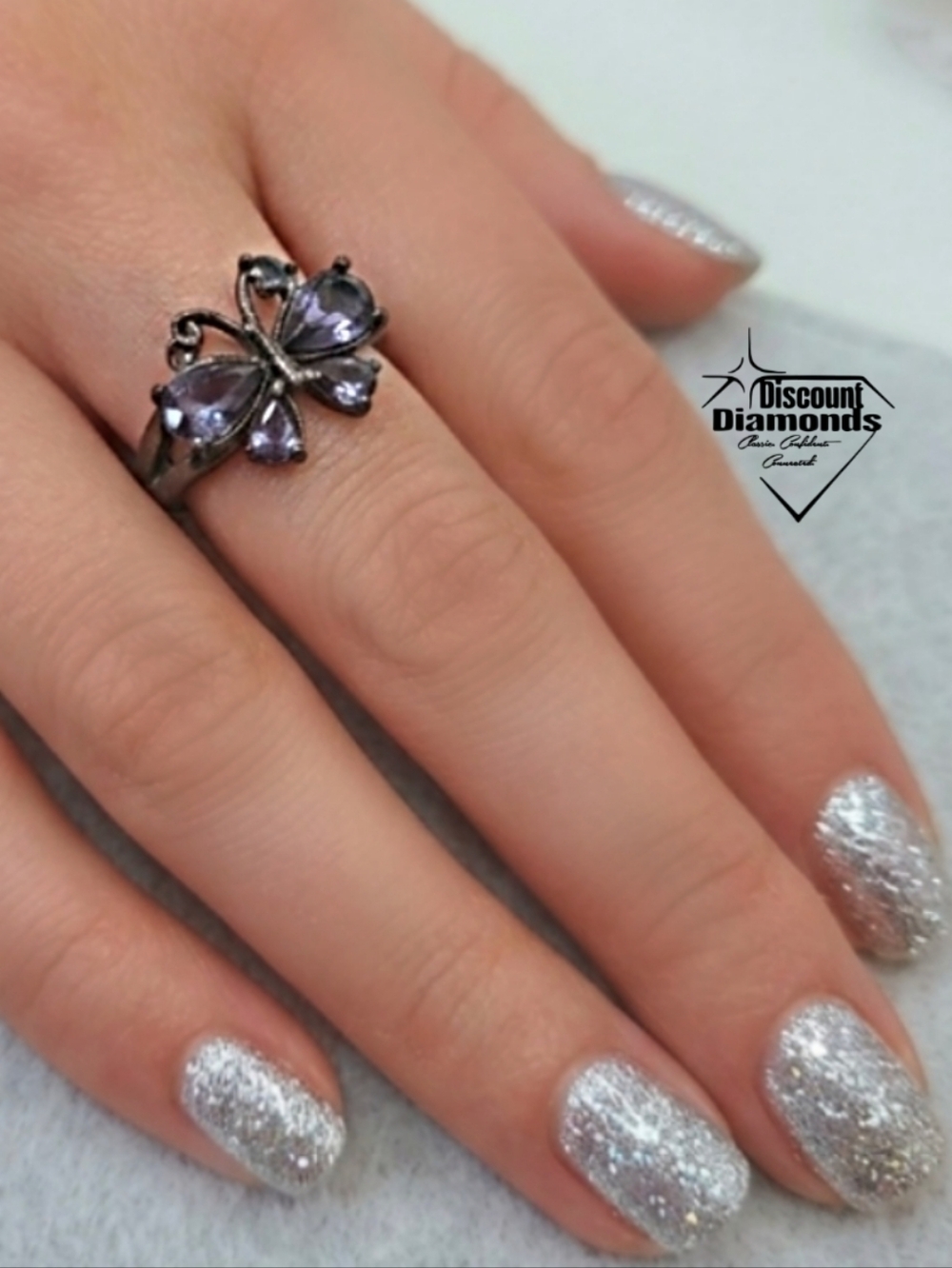 Gothic and Vintage style Black Gold Rainbow Zircon Butterfly Ring - Picture 5 of 7